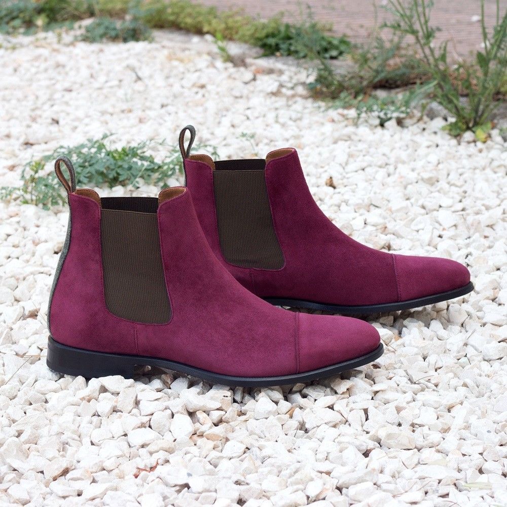 purple suede boots mens