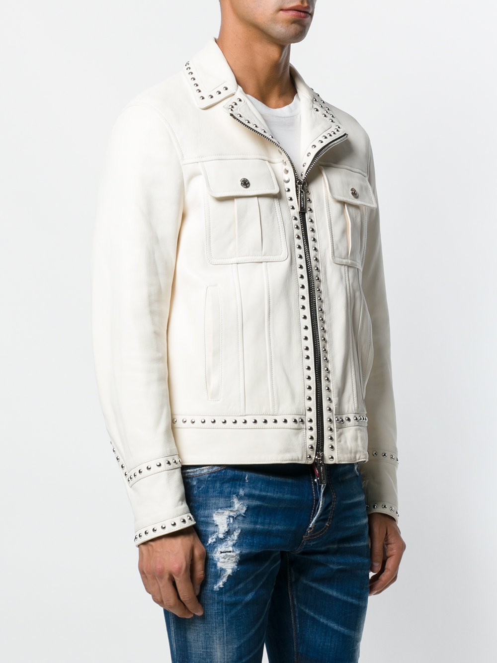 versace white leather jacket