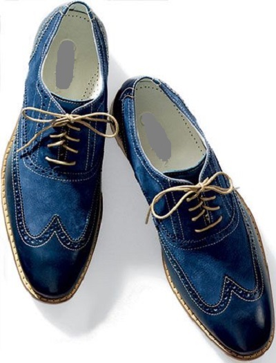 Handmade Mens Blue Color Shoes, Men 