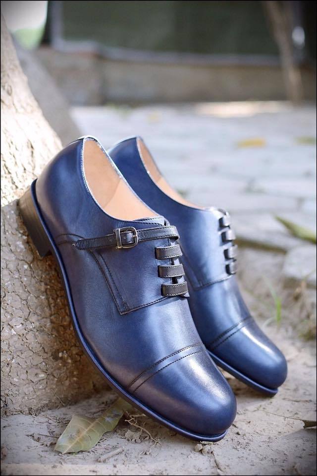 blue colour formal shoes