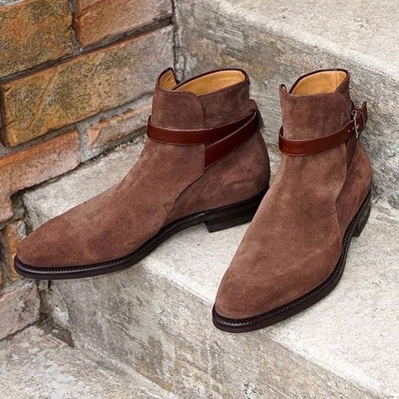 Jodhpurs Ankle Boot Men Brown Ankle High Suede Leather Men's Suede Boot ...