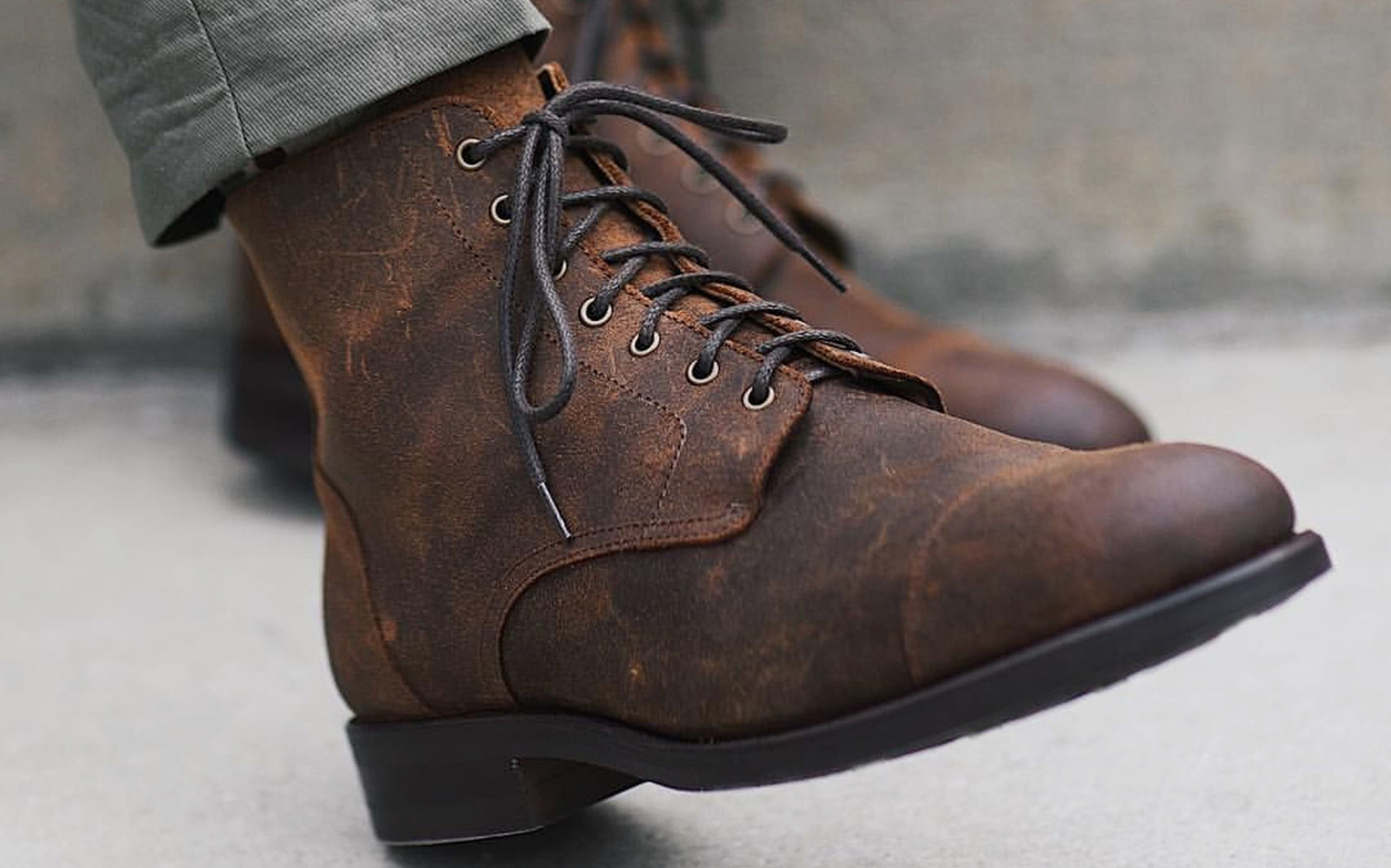 Ankle High Brown Leather Boots 